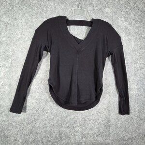 Athleta Women's Long Sleeve Pullover Knit Top Black Size XS Athleaure Classic